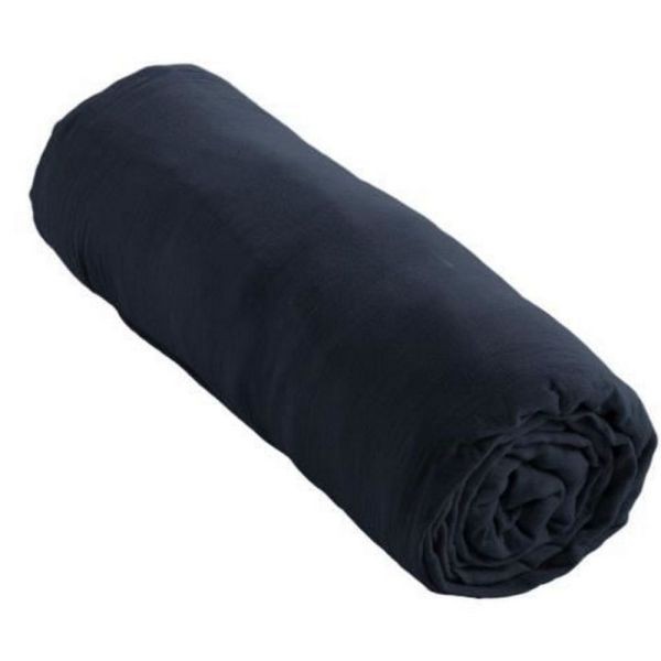 Drap housse 180x200 cm en gaze de coton Gaïa Minuit : linge de lit respirant