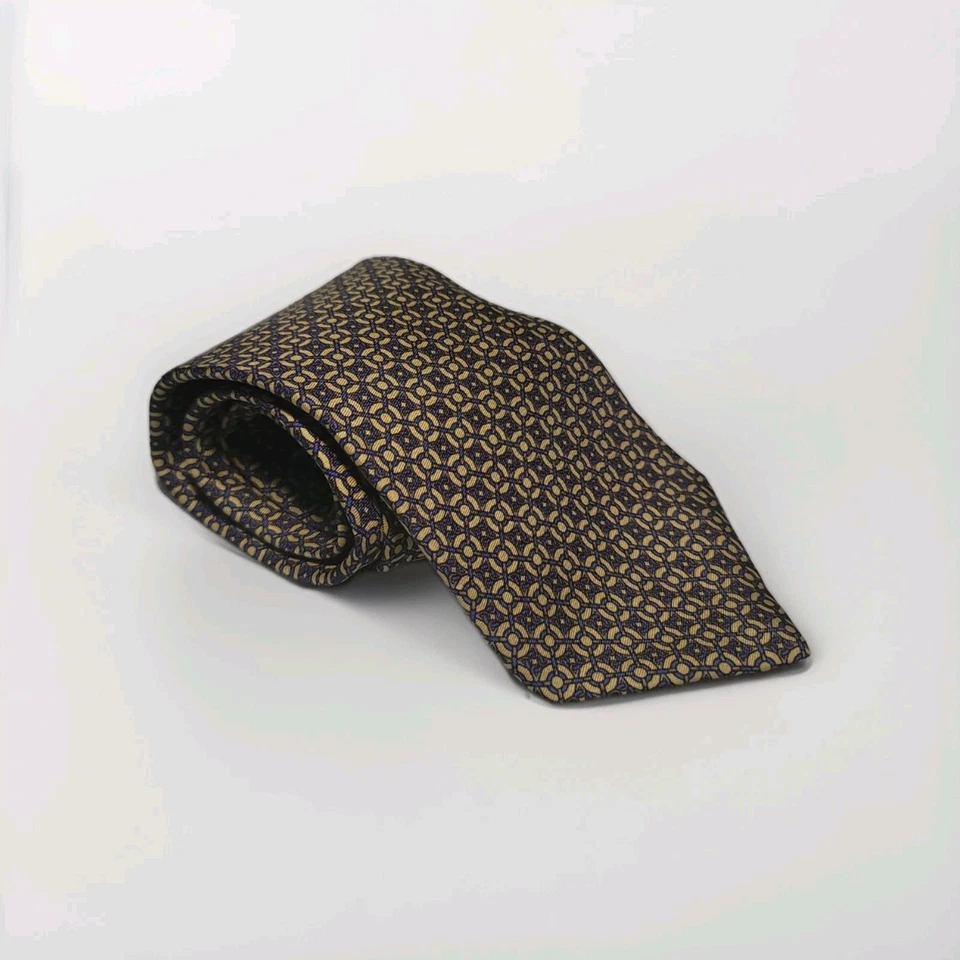 Corbata Brooks Brothers Makers 100 % seda azul amarillo hecha en EE. UU. Foto 2 de 4