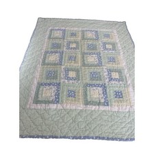 Bright Future Baby Blanket Quilt Crib Check Green Blue Quilted Farm Square Wall