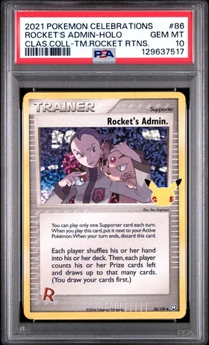 2021 POKEMON CELEBRATIONS CLASSIC COLLECTION #86 ROCKET'S ADMIN-HOLO PSA 10