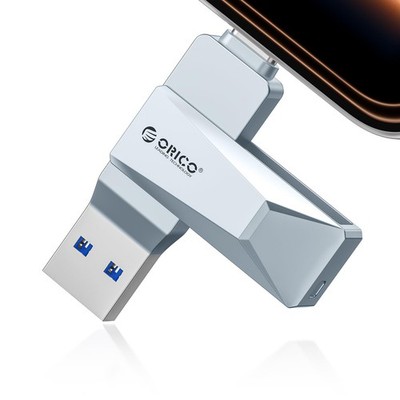 ORICO 128GB USB-C and USB-A Flash Drive 150MB/S Metal Housing Swivel Design S...