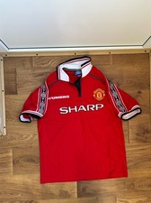 Vintage Umbro Manchester United Sharp 1998/1999 Red Home Jersey L BLOCK CORE
