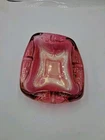 Vintage Anchor Hocking Pink Iridescent Art Glass Ashtray MCM  1970's