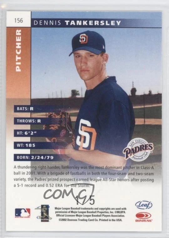 2002 Leaf Rookie National Convention /5 Dennis Tankersley #156 - Image 2 of 2