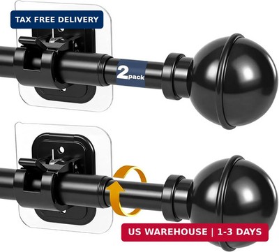 Adhesive Curtain Rod No Drilling for Windows 27 to 84'',Renter Friendly No Drill 