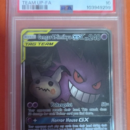 Gengar & Mimikyu GX TAG TEAM Ultra Rare Full Art PSA 10 165/181 Team Up