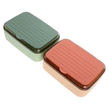  2pcs Dishwashing Soap Holder: Draining Soap Tray with Lid - Plastic Sponge