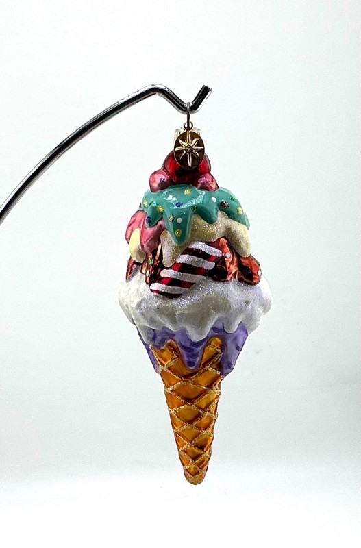 RADKO ICE CREAM DELIGHT GLASS CHRISTMAS ORNAMENT  00-101-0