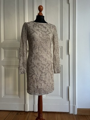 Edles Spitzenkleid nude von Hoss Intropia Aldolfo Dominguez handbestickt 