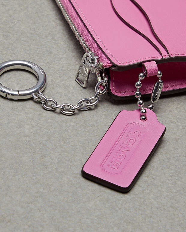 Coach Wavy Zip Card Case Wallet Coachtopia Pink Leather Key
