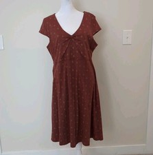 Toad & Co Women's XL Rosemarie Rust Brown Dress Organic Cap Sleeve Ruched Pocket