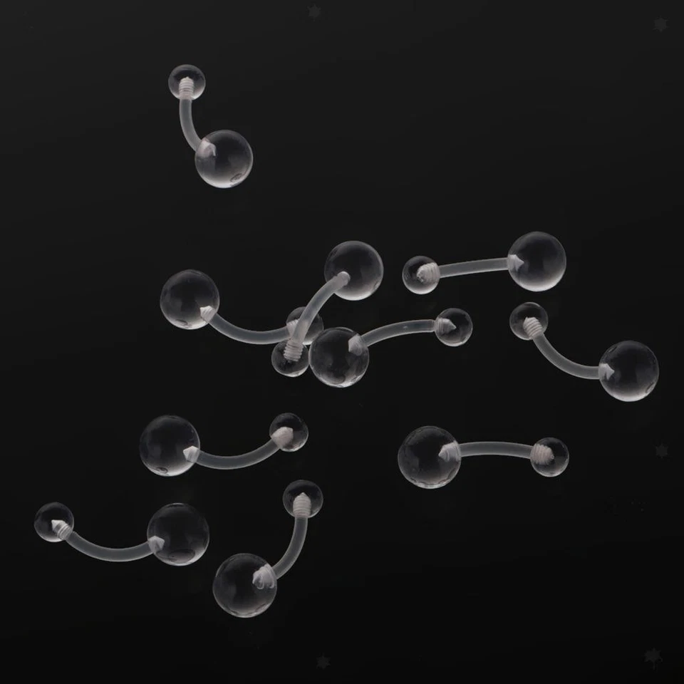 10 Pezzi Trasparente Acrilico Ombelico Tasto Pancia Anello Anello Bar Body - Immagine 3 di 4