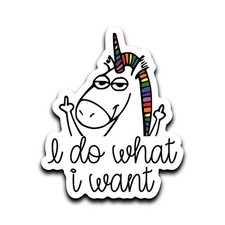 I Do What I Want Unicorn Middle Finger Vinyl Decal Sticker Car Truck Van SUV ...