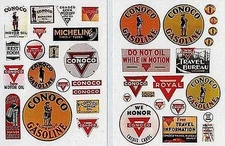 JL Vintage Gas Station Signs Conoco - Model Railroad Billboard - HO Scale - #239