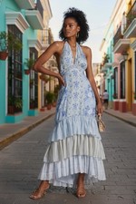 LoveShackFancy Silk Tiered Halter Maxi Sz 6. RARE