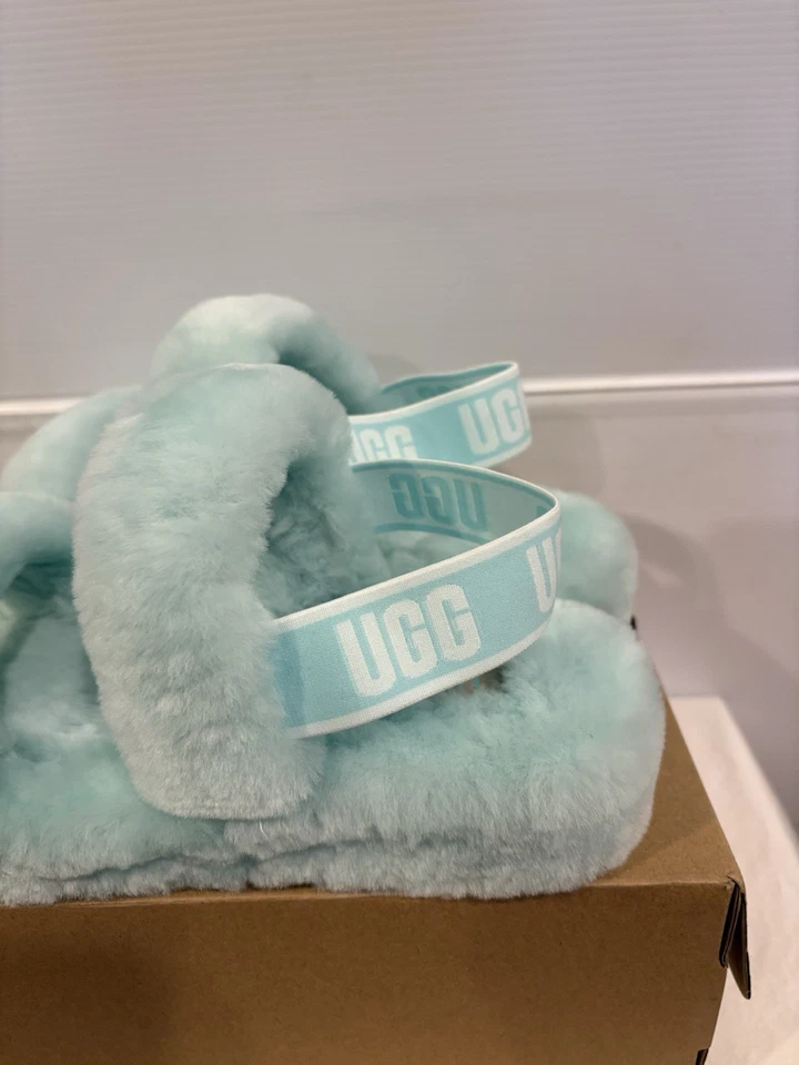 Zapatillas con tirantes UGG Oh Yeah azul cielo de piel de oveja TAN SUAVES con tiras talla 10 Foto 3 de 4