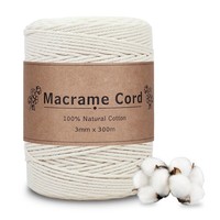 Makramee Garn Beige 3Mm 300M Baumwolle WandbehäNge Pflanzenampeln Boho Deko DIY