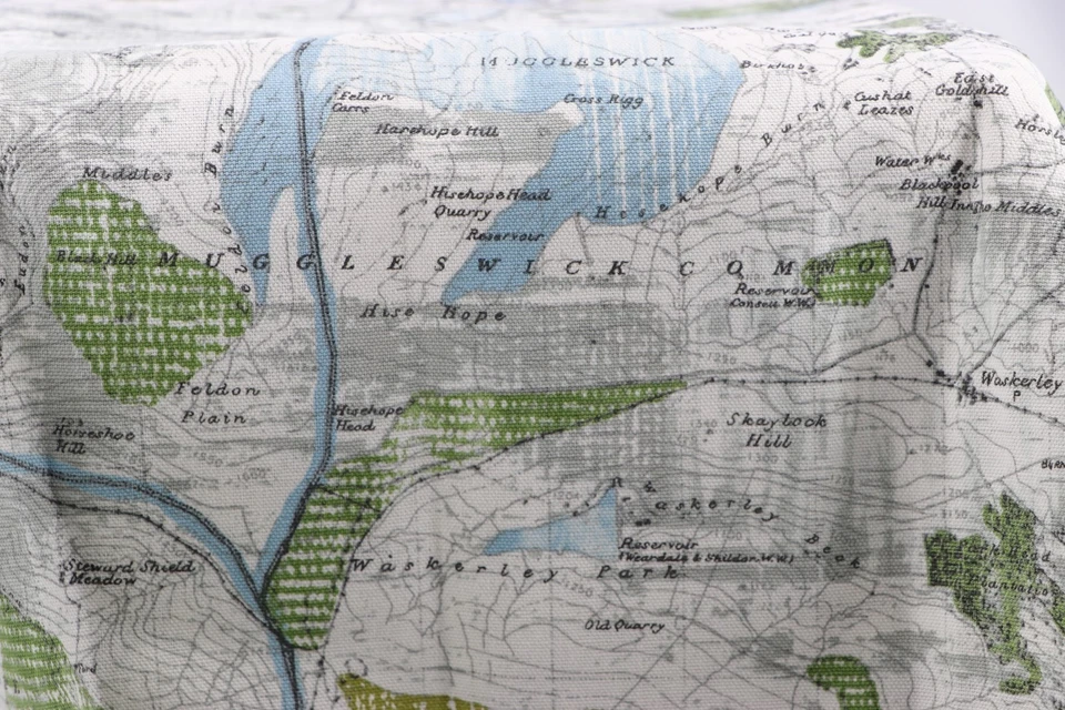 Screen Print Fabric Cotton Canvas 44" W. X 2 Yard Heavyweight Map Travel - Image 3 of 4