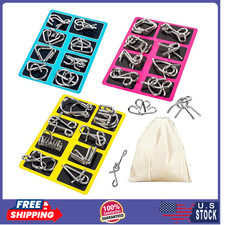 24PCS Metal Wire Puzzle Set w/ Pouch Brain Teaser IQ Challenge Game