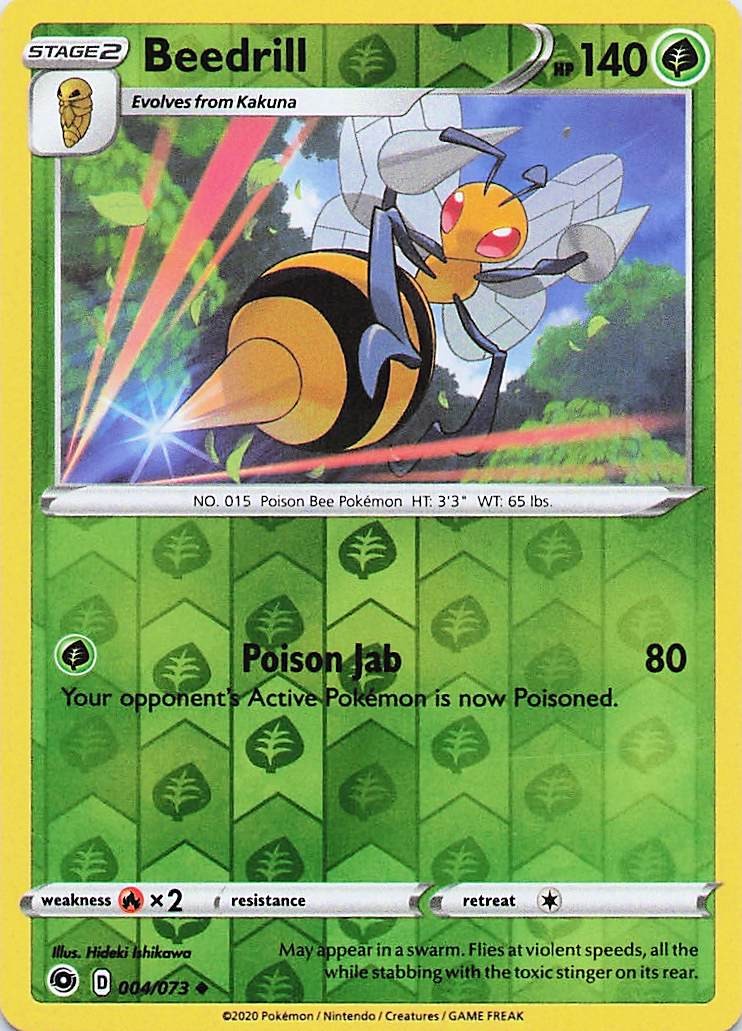 Beedrill - Pokemon Reverse Holo Uncommon 2020 Champion's Path 004/073 NM