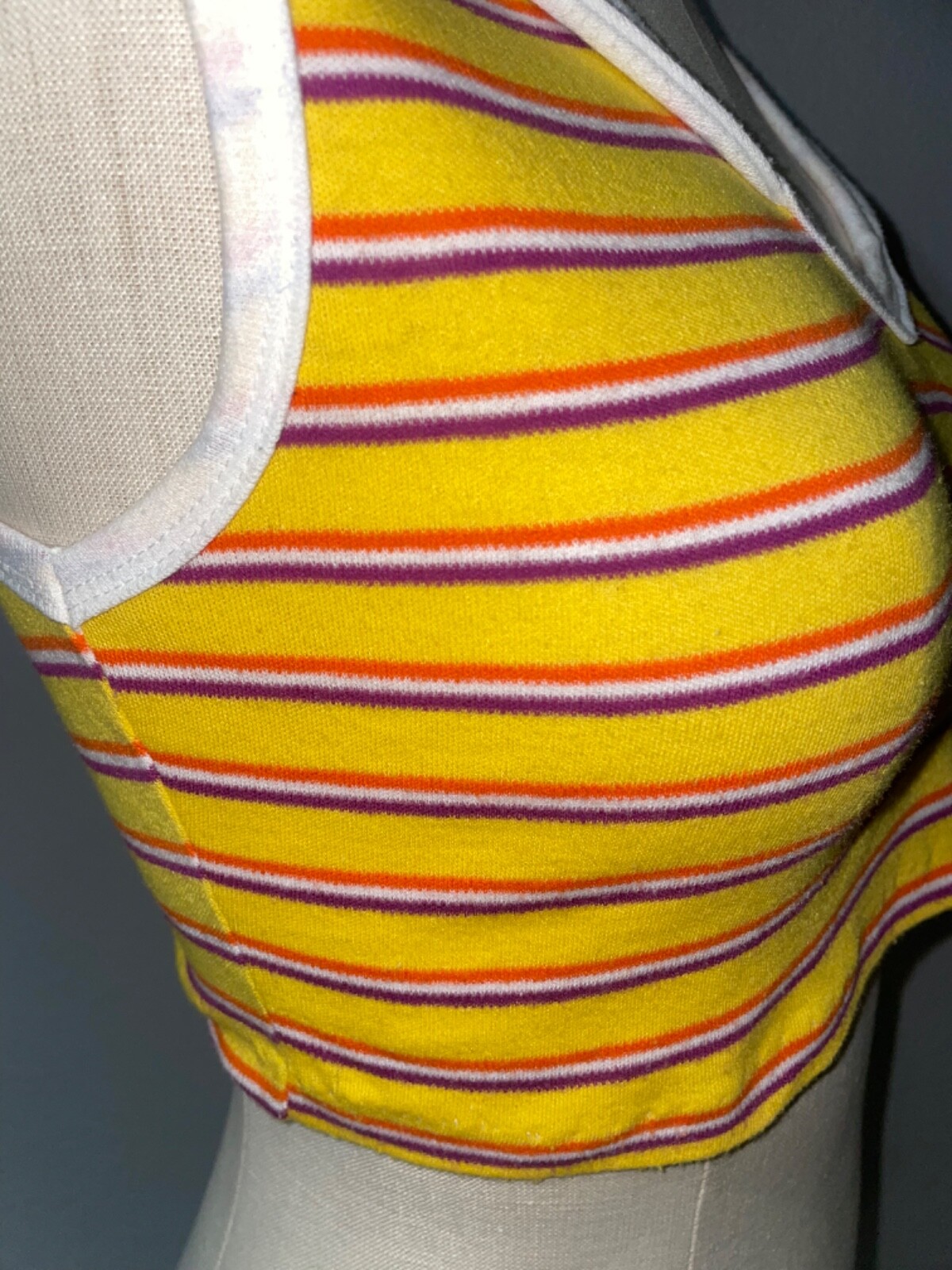 Yves Saint Laurent crop top donna vintage taglia L scollo a V look colletto