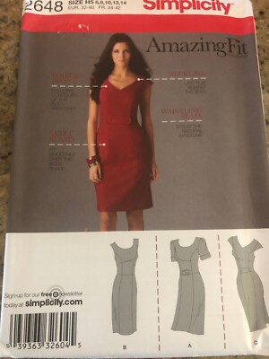   SIMPLICITY #2648 - LADIES THREE STYLE  ''AMAZING FIT'' DRESS PATTERN 6-14 FF