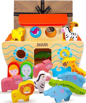 Jaques of London Wooden Noahs Ark Toy Playset Wooden Toys for 1 2 3 ...