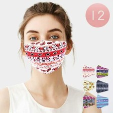 12 Pack Face Mask Tribal Aztec Print Pattern Reusable Washable Protection Cover