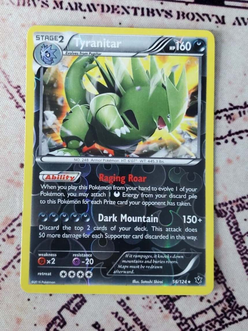 Pokemon Tyranitar 56/124 Holo Rare XY Fates Collide NM