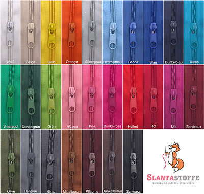 20m Reißverschluss endlos, Spirale 5mm + 40 Schieber/Zipper 27 Farben, Meterware