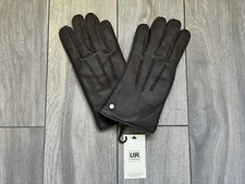 UGG AUSTRALIA MENS WRANGELL BROWN LEATHER SMART GLOVES, 11991, NWT $95