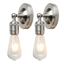 SET OF 2 RETRO INDUSTRIAL BARE LAMPHOLDER SCONCE WALL LIGHTS EDISON FIXTURE