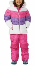Weatherproof 32  Degrees Girls 2pc Jacket and Bib Pant White/Pink/Purple