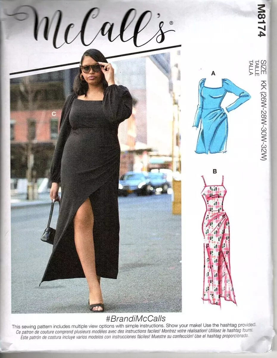 McCall's M8174 Women's 26W to 32W Bodycon Knit Dresses Uncut