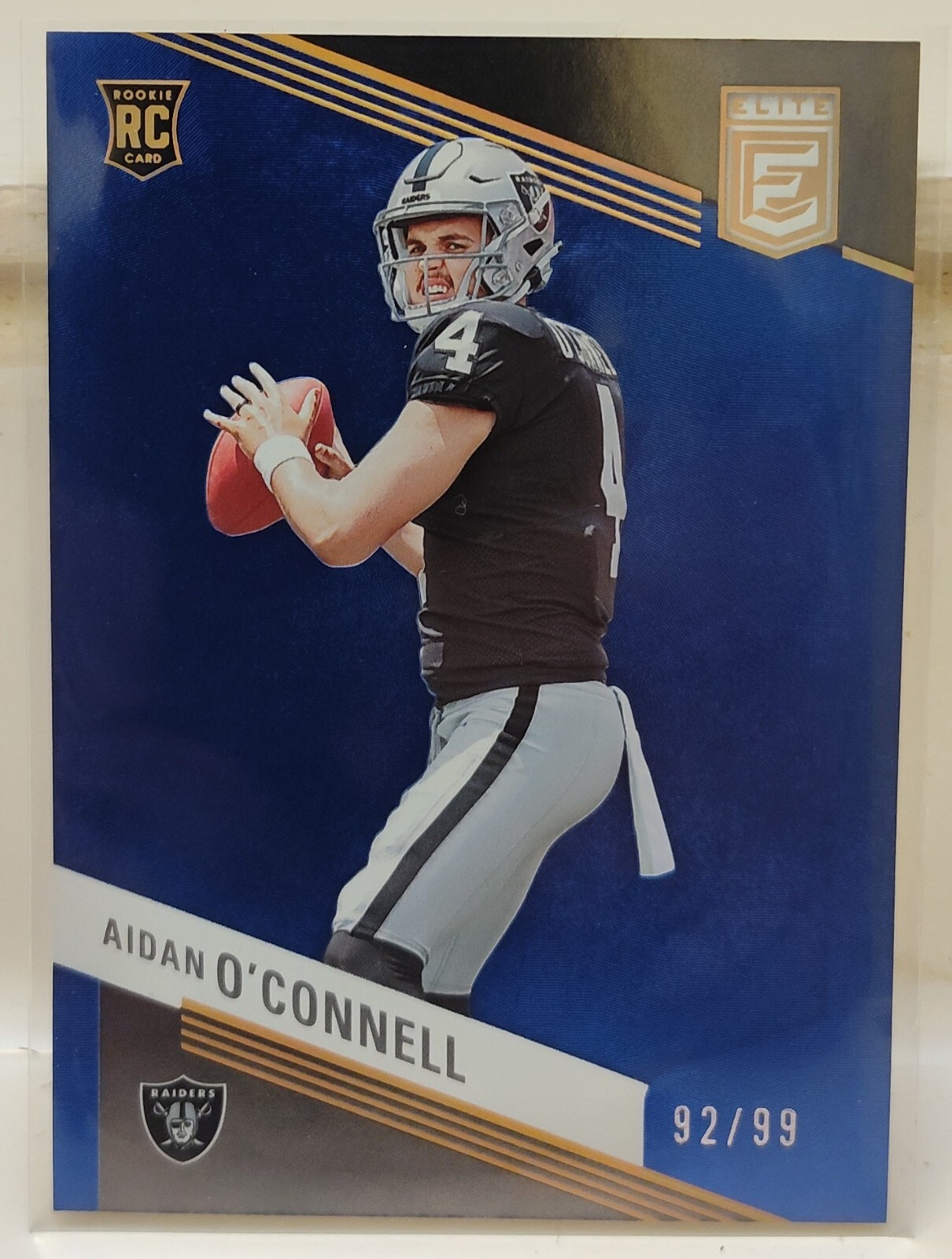 2023 Donruss Elite Aidan O'Connell RC # 101 Blue Parallel/99 Raiders
