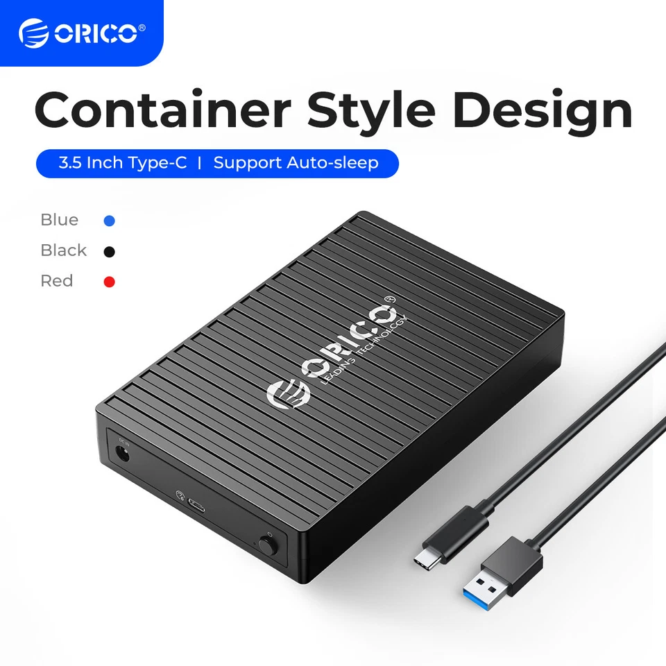 ORICO Externes Festplattengehäuse für 3,5 Zoll SATA SSD HDD USB C 5 Gbit/s UASP