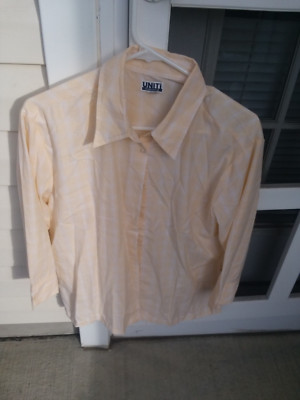 Uniti Women's Yellow/White Collar Button Down Shirt Size XL