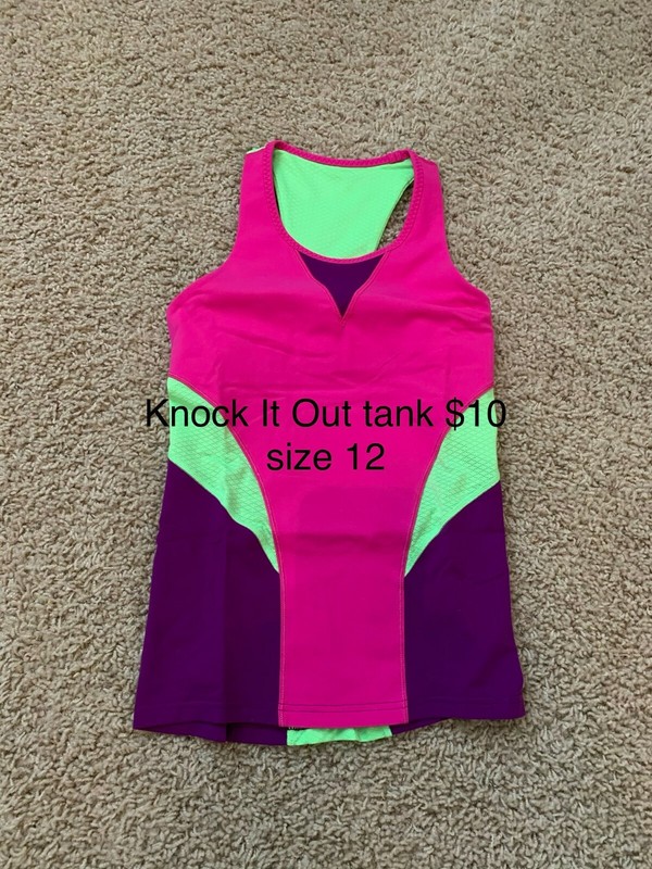 Ivivva Knock It Out tank - size 12 (purple/lime green/pink)