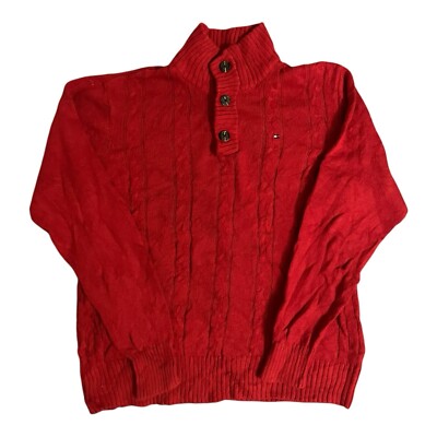 Tommy Hilfiger Pullover Gr. M 12/14 Rot Kinder Sweatshirt Y2K