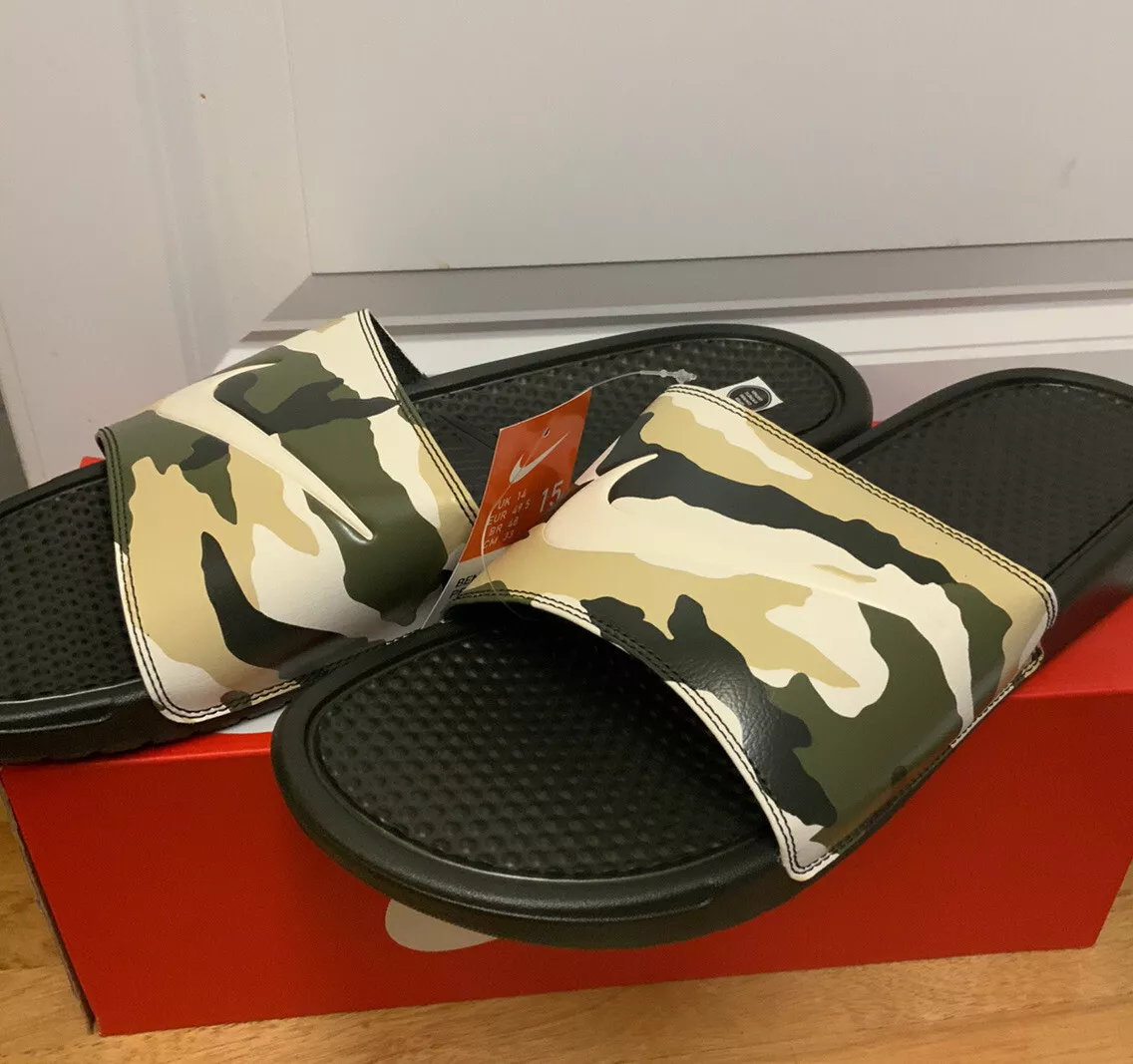 NIB SIZE 14 MEN Nike Benassi JDI Logo CAMO Slides Sandals Slippers 631261 301
