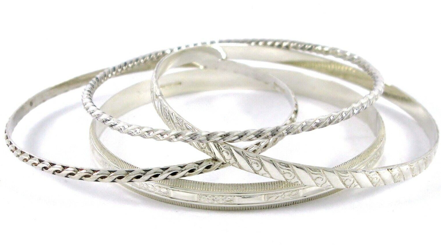 Sterling Silver 925 Thin Stack Bangle Bracelet (L… - image 8