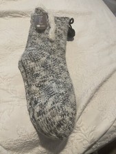 Warm And Cozy Gray Mid Calf Faux Fur Slipper Socks Size 4-10 Grippers On Bottom