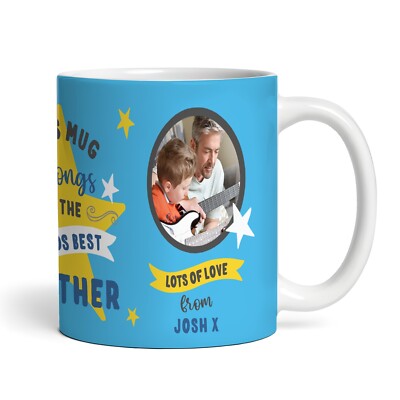 Gehört dem besten Bruder Geschenk blau Foto Tee Kaffee personalisierte Tasse