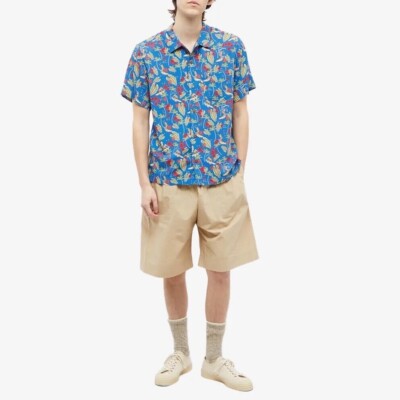 A.P.C. Lloyd Short Sleeve Shirt Blue Hawaiian Print - Size XXL - BNWT - RRP £195
