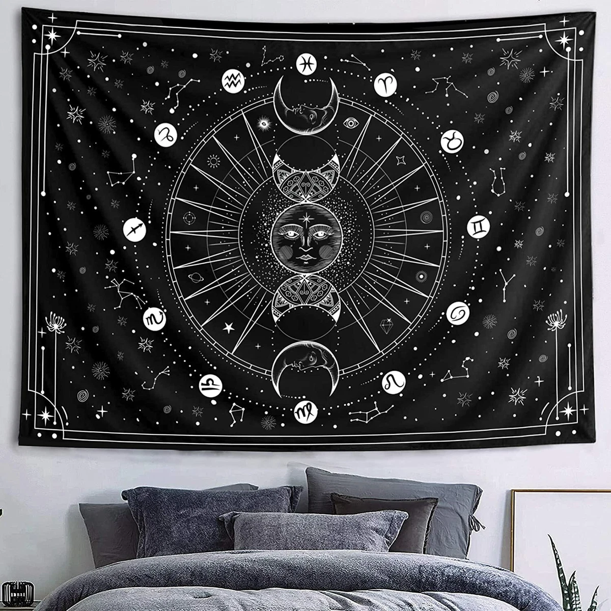 White sun and moon tapestry hot sale