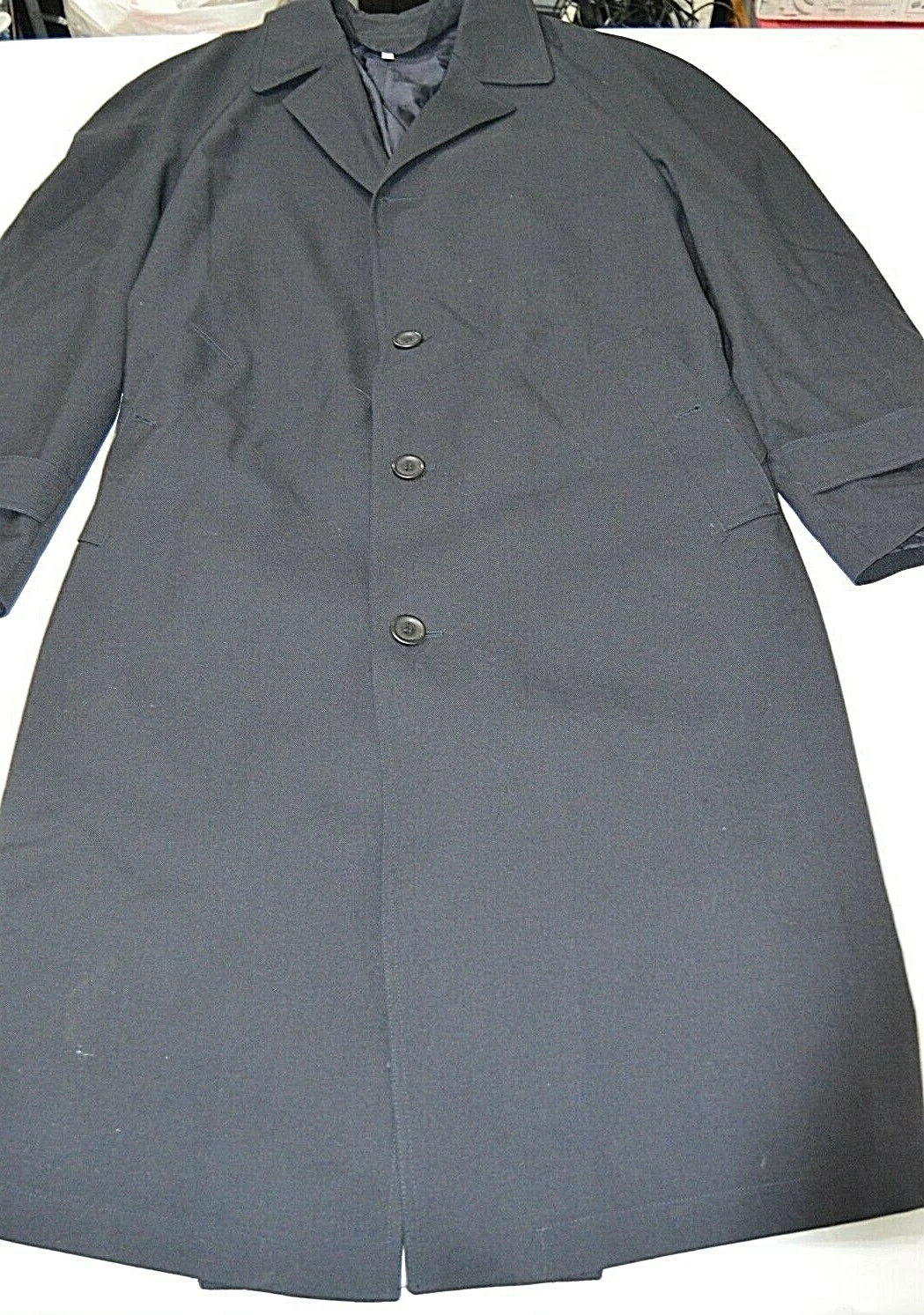 Men's Warm Outwear Trench Coat Long Jacket Blazer Overcoat Dark Blue Size 48