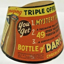  1940's Rare Dari-Rich Chocolate Milk Bottle Collar & Collectible Stamps Offer