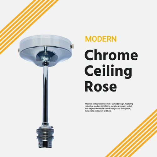 NEW Chrome Ceiling Rose Pendant Light 