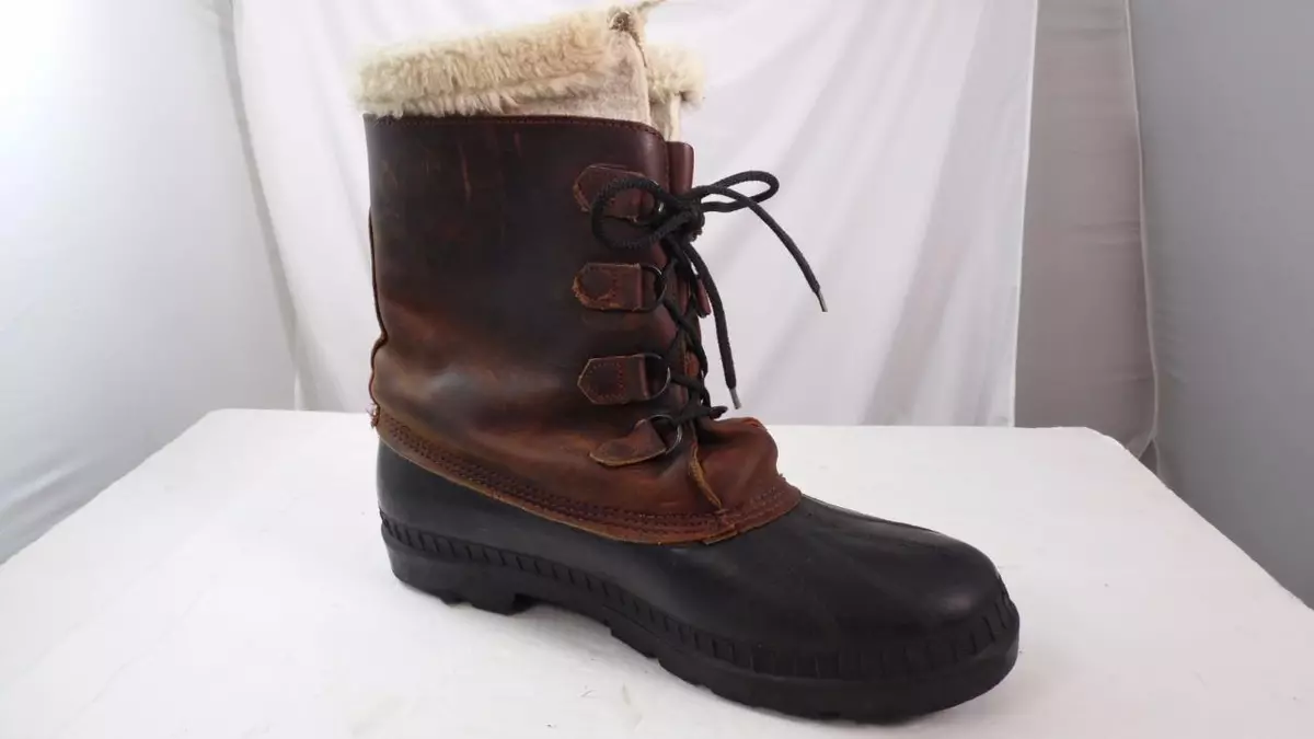 KAMIK EVEREST BROWN LEATHER RUBBER INSULATED WINTER BOOTS US 13 USED | eBay