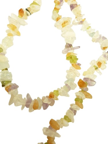 Vintage 22" Stone Beaded Necklace Pullover Purple Orange Green Brown Handmade - Picture 4 of 6